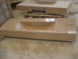 yellow travertine sink